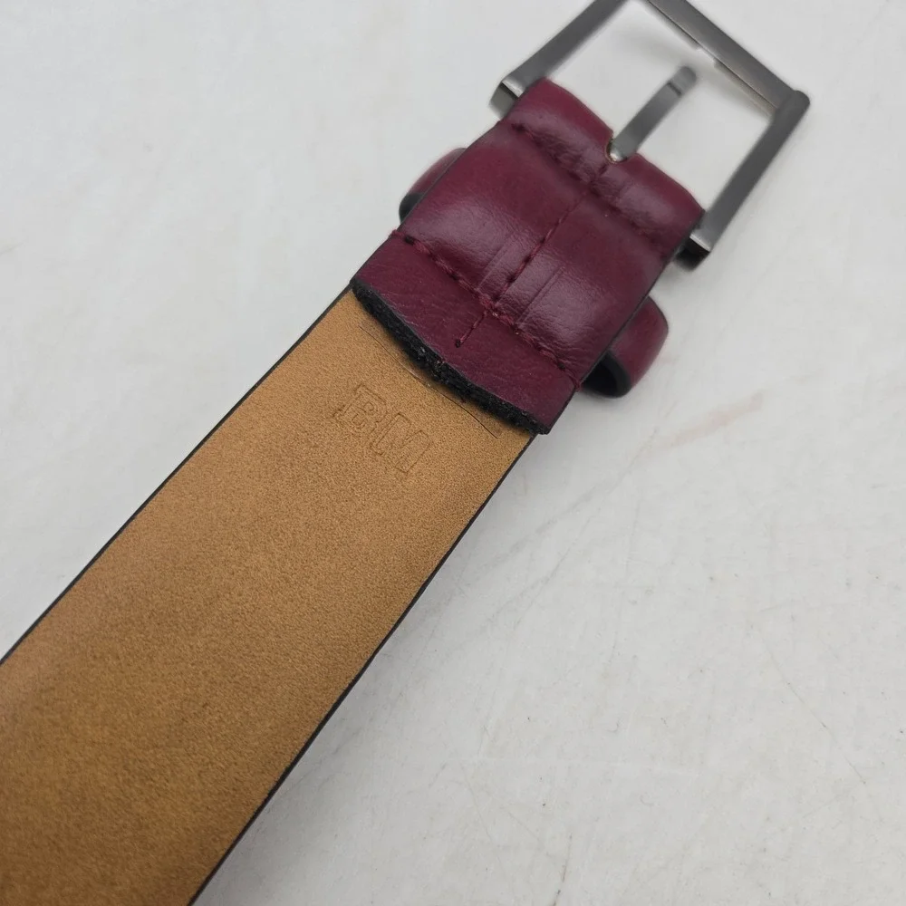 Chaps Ralph Lauren Belt Red Synthetic Leather Mens 38 Nickel Buckle NWOT